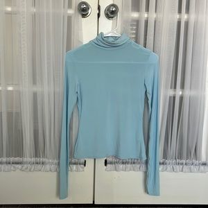 Nasty Gal Light Blue Turtleneck Long Sleeve Shirt